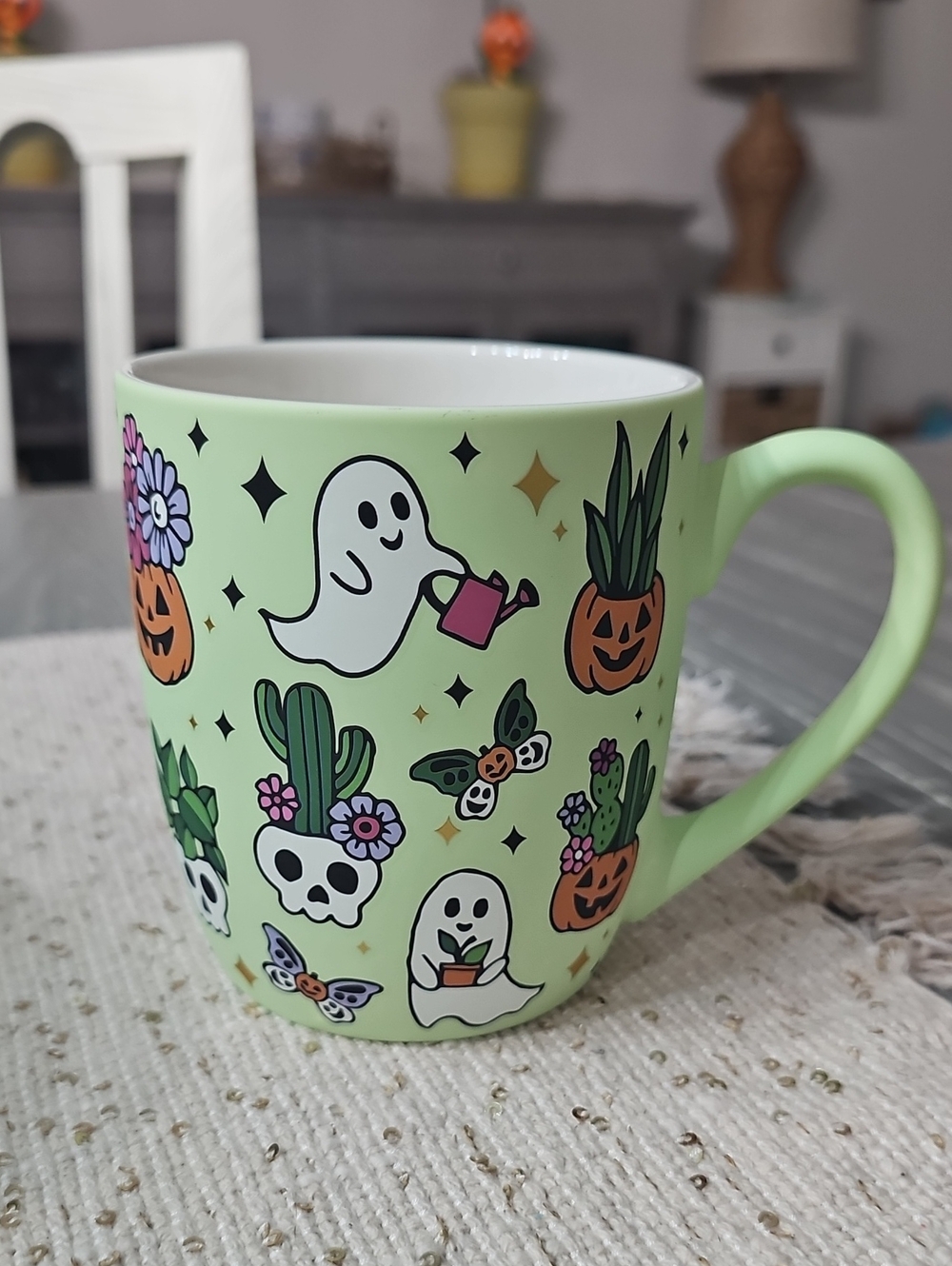 NEW! Halloween Ghost Watering Plants Cactus Butterfly Pumpkin Coffee Mug 🎃🪴